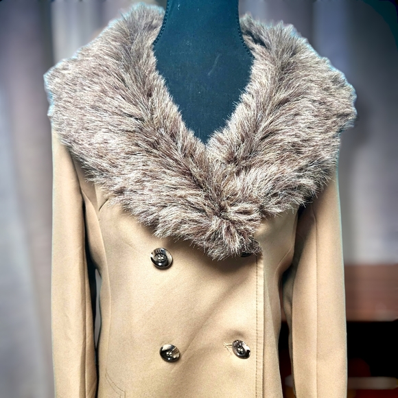 Vintage London Fog Fur Coat sz 12 Peacoat with Plaid Wool Lining c.1970s - Picture 8 of 13